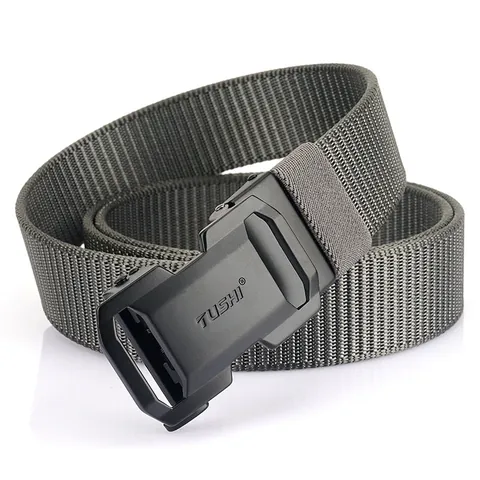 Men Tactical Nylon Web Belt Automatic Alloy Buckle Outdoor Casual Braided Waistband Adjustable Work Trouser Belt For Everyday