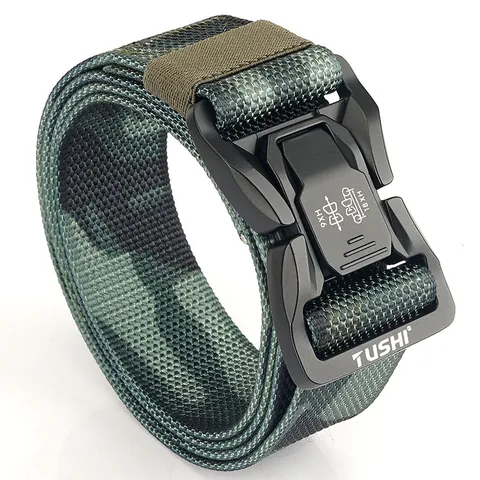 Tactical Nylon Web Belt For Men Heavy Duty Quick Release Zinc Alloy Buckle Outdoor Military Style Adjustable Work Waist Belt