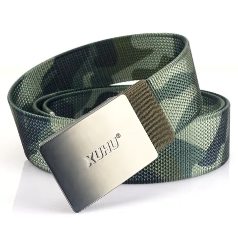 Fashion Men Nylon Belt With Zinc Alloy Automatic Buckle Braided Camouflage Tactical Outdoor Casual Sport Waist Belt For Men