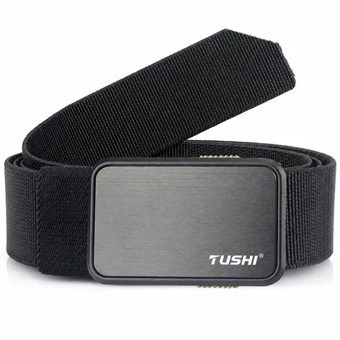 Tactical Elastic Nylon Belt With Quick Release Alloy Buckle Outdoor Work Casual Woven Waist Strap For Men Women