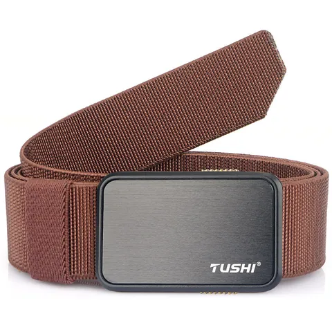 Tactical Elastic Nylon Belt With Quick Release Alloy Buckle Outdoor Work Casual Woven Waist Strap For Men Women