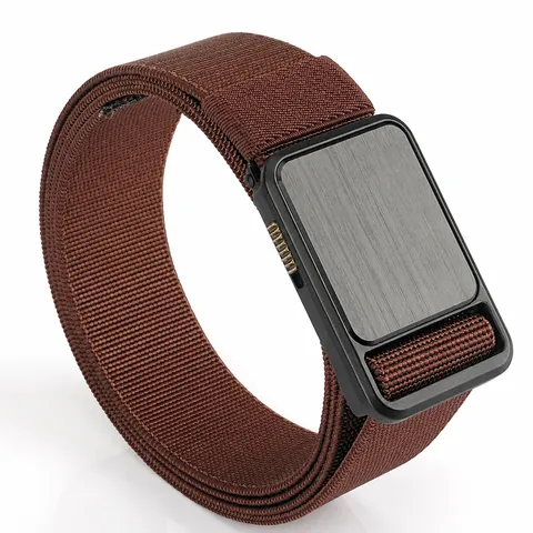 Men's Tactical Nylon Belt Elastic Woven Waistband With Zinc Alloy Quick Release Buckle For Outdoor Casual Commuting Stretch Belt