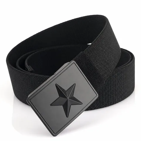 Tactical Men's Nylon Woven Belt With Star Zinc Alloy Press Buckle Military Style Outdoor Casual Camouflage Waist Strap