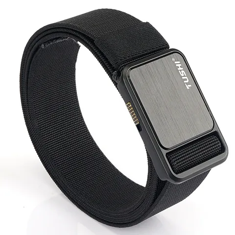 Men's Tactical Nylon Belt Elastic Woven Waistband With Zinc Alloy Quick Release Buckle For Outdoor Casual Commuting Stretch Belt