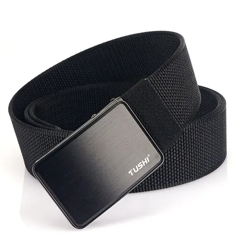 TUSHI Herren Nylon Gewebter Gürtel Mit Zinklegierung Druckknopf Lässig Outdoor Taktisch Verstellbar Elastischer Bund Jeansgürtel