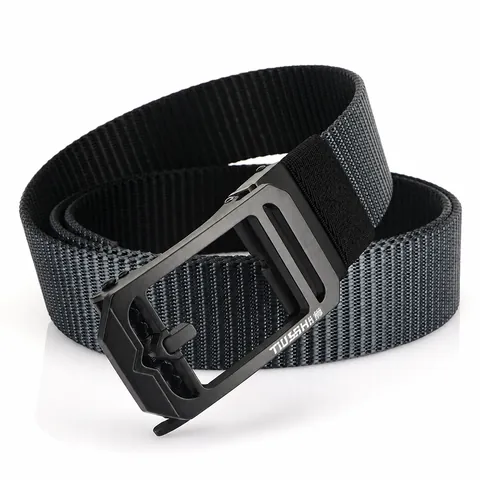 Men's Casual Double-Sided Nylon Woven Belt With Rotatable Alloy Automatic Buckle Outdoor Tactical Adjustable Waist Strap