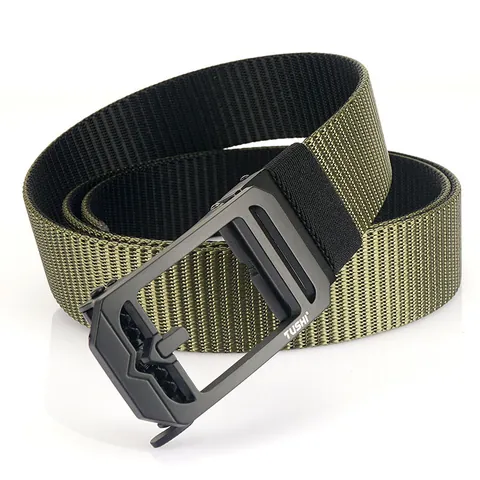 Men's Casual Double-Sided Nylon Woven Belt With Rotatable Alloy Automatic Buckle Outdoor Tactical Adjustable Waist Strap
