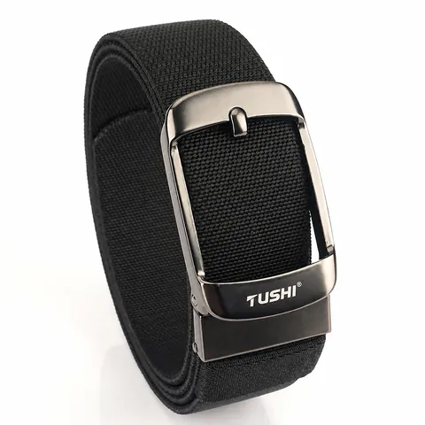 Cintura in Nylon Intrecciato Elastico Tattico da Uomo Casual per Outdoor Con Fibbia a Pressione Automatica in Lega di Zinco Cinturino in Tessuto Elasticizzato Tinta Unita
