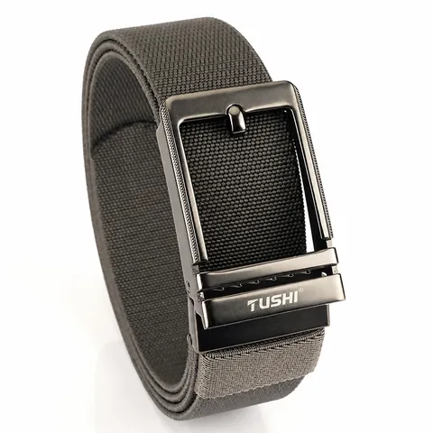 Heren Geweven Nylon Elastische Riem Met Zinklegering Druksluiting Verstelbaar Casual Outdoor Tactische Tailleriem Effen Kleur