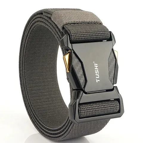 Cintura Tattica da Uomo in Nylon a Sgancio Rapido Cinturino Elastico Intrecciato Stile Militare Outdoor Fibbia in Lega di Zinco per Pantaloni da Lavoro