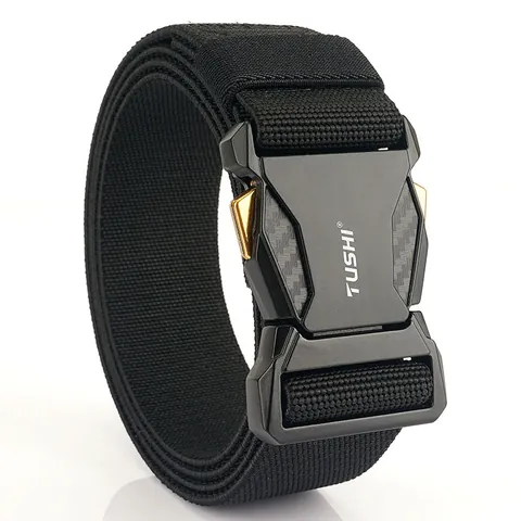 Cintura Tattica da Uomo in Nylon a Sgancio Rapido Cinturino Elastico Intrecciato Stile Militare Outdoor Fibbia in Lega di Zinco per Pantaloni da Lavoro