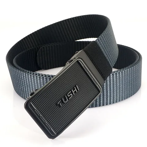 Men's Nylon Canvas Tactical Belt With Zinc Alloy Rotating Automatic Buckle Casual Double Sided Breathable Adjustable Outdoor Belt