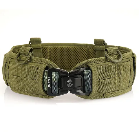 Ceinture Tactique Molle Sangle en Nylon Support de Taille Boucle en Alliage à Libération Rapide Rembourrage en Maille Respirante Combat