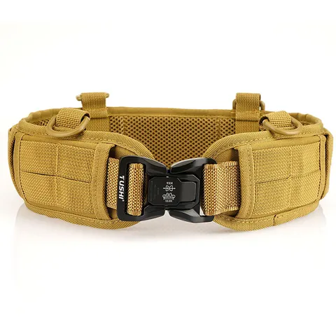 Ceinture Tactique Molle Sangle en Nylon Support de Taille Boucle en Alliage à Libération Rapide Rembourrage en Maille Respirante Combat