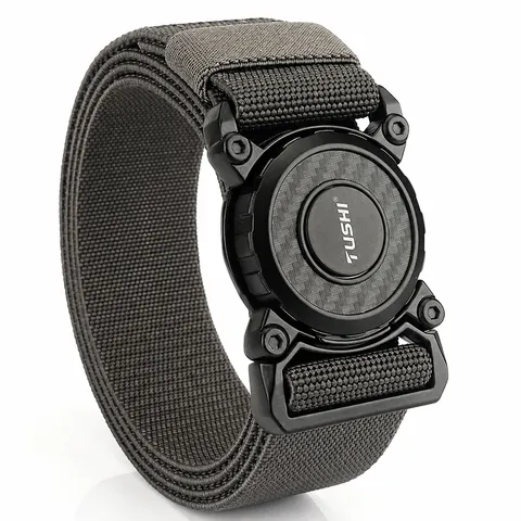 Men Tactical Nylon Belt Quick Release Zinc Alloy Buckle Outdoor Training Elastic Waist Belt Casual Work Pant Belt