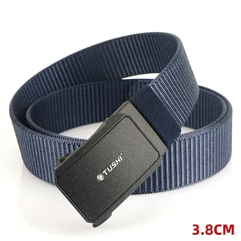 Men's Tactical Nylon Belt With Alloy Automatic Buckle Outdoor Casual Woven Waistband For Men Breathable Adjustable Belt