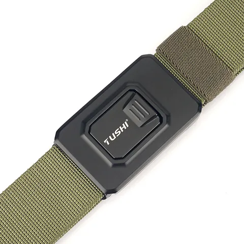 Men Tactical Nylon Belt With Quick Release Aluminum Alloy Buckle Durable Outdoor Training Military Style Workwear Waist Belt