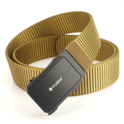 Men's Tactical Nylon Belt With Alloy Automatic Buckle Outdoor Casual Woven Waistband For Men Breathable Adjustable Belt