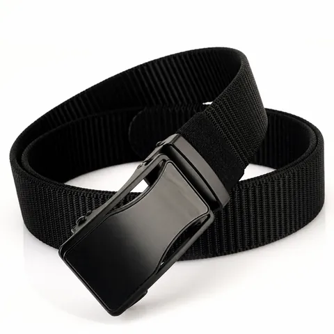 Men's Nylon Belt With Automatic Alloy Buckle Outdoor Casual Tactical Woven Canvas Waistband For Jeans Trousers Men Jewelry