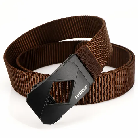 Heren Nylon Riem Automatische Zinklegering Gesp Tactisch Casual Outdoor Tailleband Verstelbare Effen Kleur Camouflage Webbing Riem