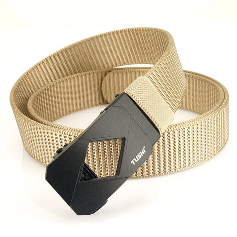 Ceinture en Nylon pour Homme Boucle Automatique en Alliage de Zinc Tactique Décontracté Extérieur Sangle Réglable Unie Camouflage