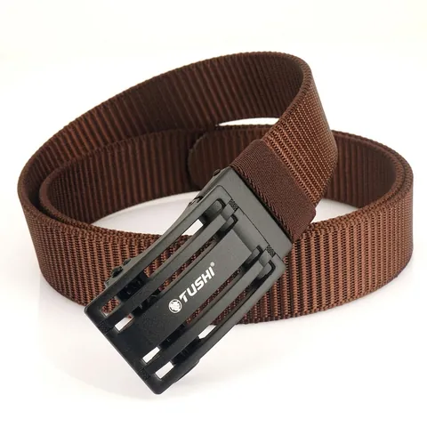 Men Casual Tactical Nylon Belt With Zinc Alloy Automatic Buckle Durable Adjustable Outdoor Woven Waistband For Men Pants