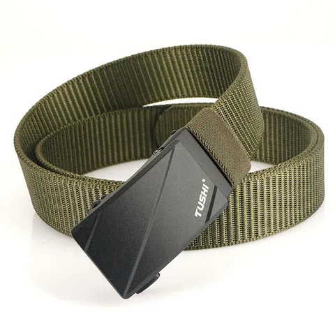 Herren Taktischer Nylon Gürtel Mit Zinklegierung Automatikschließe Casual Business Verstellbar Outdoor Webband Gürtel