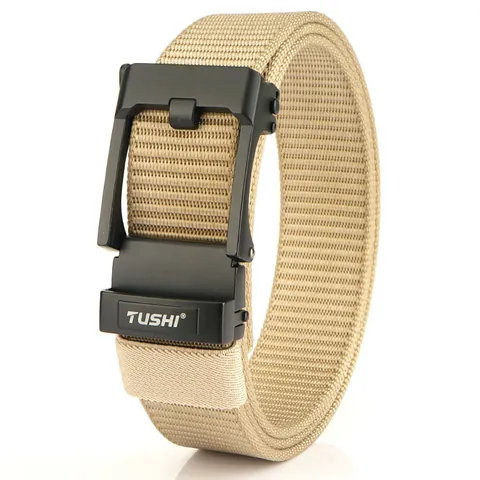 Men Casual Nylon Belt With Zinc Alloy Automatic Buckle Adjustable Tactical Woven Waist Strap Outdoor Business Accessory