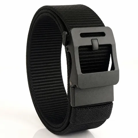Men's Tactical Nylon Braided Belt With Zinc Alloy Automatic Buckle Outdoor Casual Military Style Adjustable Waist Strap
