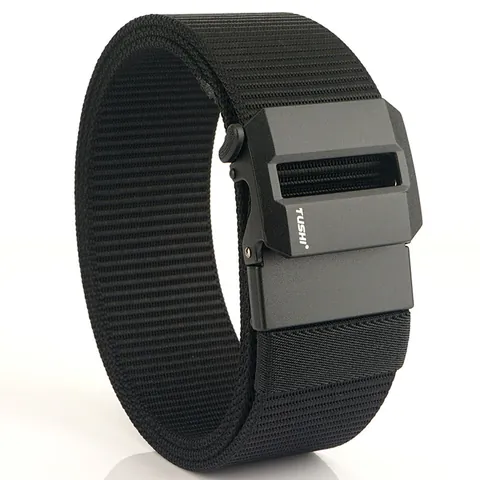 Men Tactical Nylon Webbing Wide Heavy Duty Adjustable Outdoor Military Waist Belt Zinc Alloy Automatic Buckle Casual Pants Belt