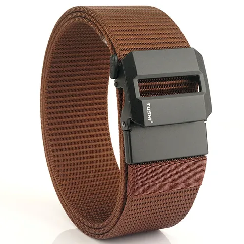Men Tactical Nylon Webbing Wide Heavy Duty Adjustable Outdoor Military Waist Belt Zinc Alloy Automatic Buckle Casual Pants Belt