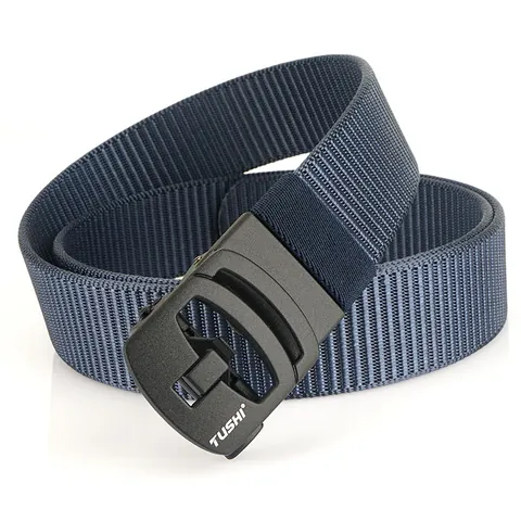 Ceinture en Nylon pour Hommes Style Tactique Décontracté Avec Boucle Automatique en Alliage de Zinc Respirant Résistant à l'Usure Couleur Unie