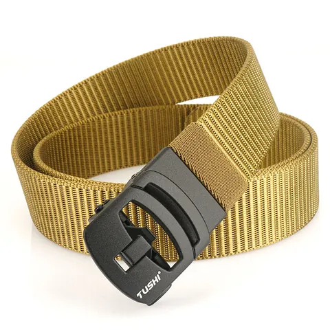 Ceinture en Nylon pour Hommes Style Tactique Décontracté Avec Boucle Automatique en Alliage de Zinc Respirant Résistant à l'Usure Couleur Unie