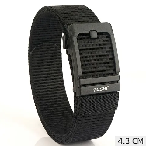 Tactical Men Nylon Belt With Automatic Alloy Buckle Adjustable Breathable Casual Outdoor Canvas Style Waist Strap For Work Hiking