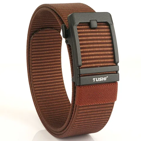 Tactical Men Nylon Belt With Automatic Alloy Buckle Adjustable Breathable Casual Outdoor Canvas Style Waist Strap For Work Hiking