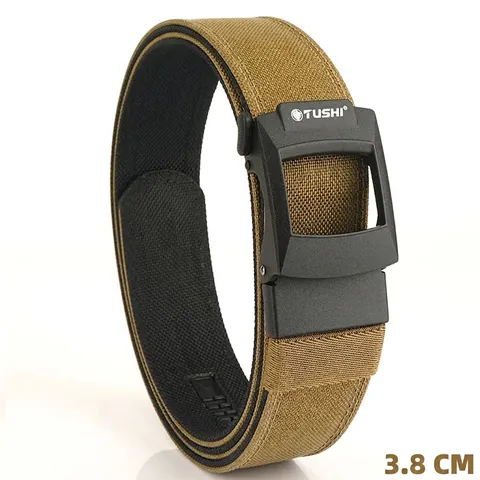 Men's Tactical Nylon Belt Double Layer Hardened Automatic Zinc Alloy Buckle Outdoor Casual Combat Duty Waist Belt