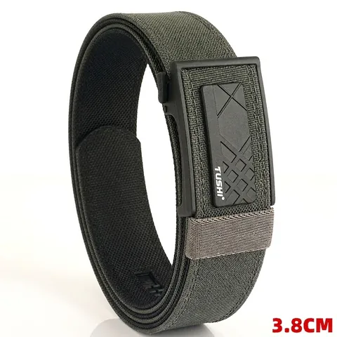 Men's Tactical Belt Double Thickened Nylon Webbing Outdoor Belt With Zinc Alloy Automatic Buckle Heavy Duty Work Waist Strap Military Style Accessories