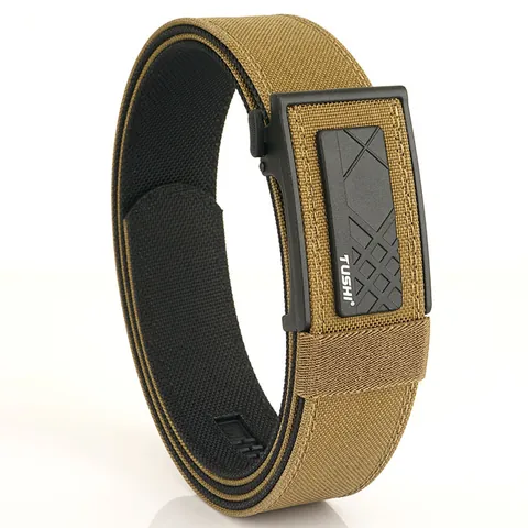 Men's Tactical Belt Double Thickened Nylon Webbing Outdoor Belt With Zinc Alloy Automatic Buckle Heavy Duty Work Waist Strap Military Style Accessories