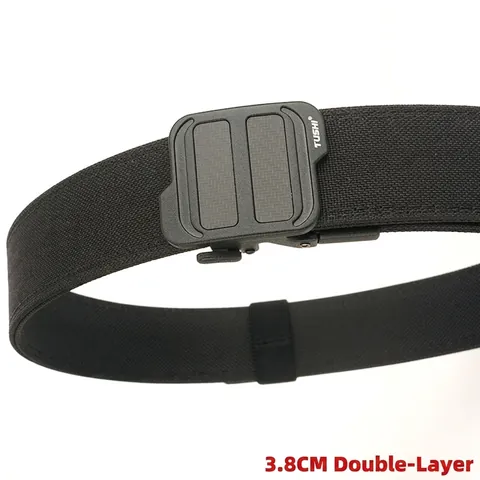 Men's Tactical Nylon Belt Double Layer Thickened Heavy Duty Outdoor Webbing Belt With Zinc Alloy Automatic Buckle