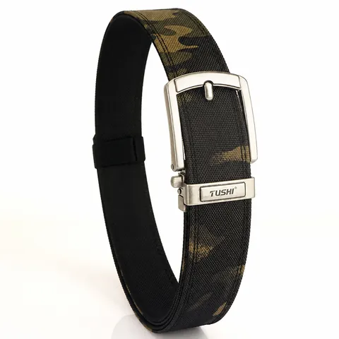Men's Tactical Belt Double Layer Thickened Nylon Webbing Outdoor Military Style Automatic Buckle Adjustable Waistband Belt