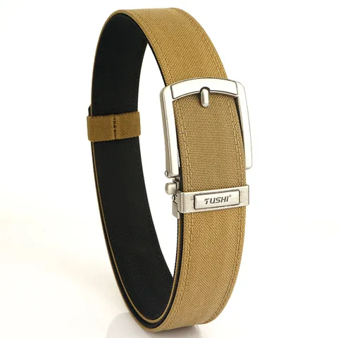 Men's Tactical Belt Double Layer Thickened Nylon Webbing Outdoor Military Style Automatic Buckle Adjustable Waistband Belt