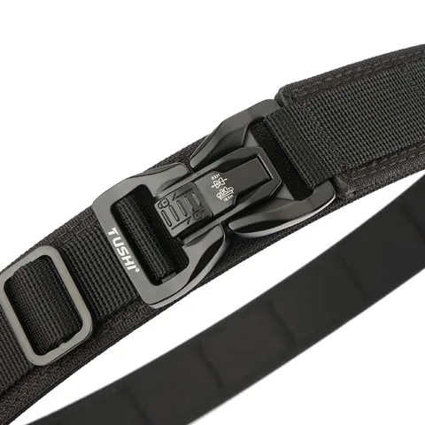 Cintura Tattica Uomo Heavy Duty Cinghia in Nylon Sgancio Rapido Fibbia in Lega Rinforzata Doppio Strato Cintura Rigida Outdoor