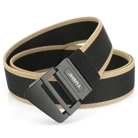 Men Casual Nylon Braided Belt With Zinc Alloy Double Ring Buckle Fashion Tactical Outdoor Adjustable Woven Waist Strap For Men