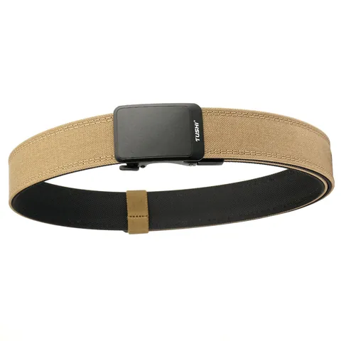 Men Tactical Belt Outdoor Automatic Buckle Double Layer Woven Nylon Belt Adjustable Military Training Waist Strap Casual Work Belt