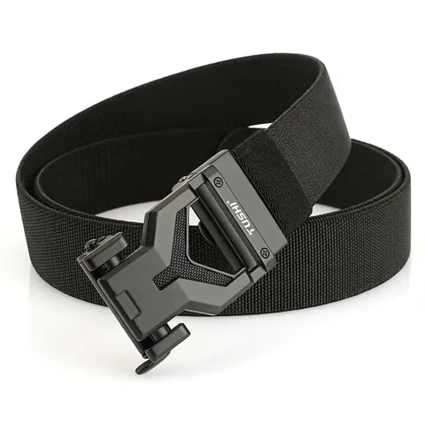 Men Elastic Woven Belt With Zinc Alloy Automatic Buckle Holeless Adjustable Tactical Style Casual Outdoor Business Belt