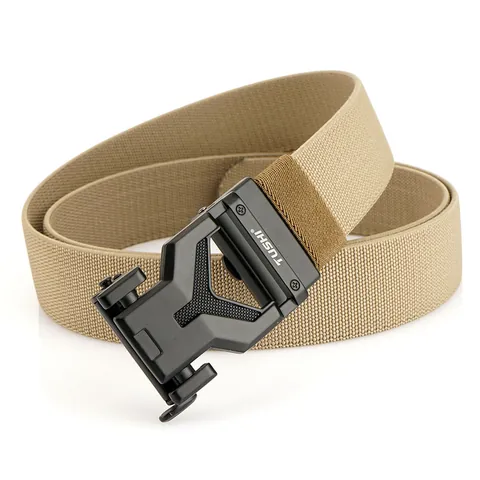 Men Elastic Woven Belt With Zinc Alloy Automatic Buckle Holeless Adjustable Tactical Style Casual Outdoor Business Belt