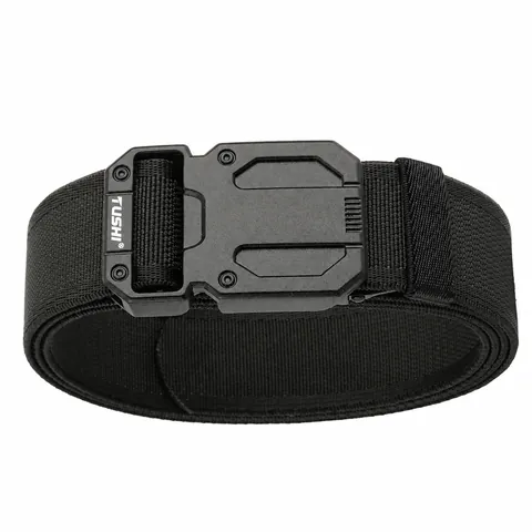 Cinturón Táctico de Nylon para Hombre Con Hebilla Magnética de Liberación Rápida Cinturón Tejido Elástico Casual para Trabajo Senderismo Ajustable