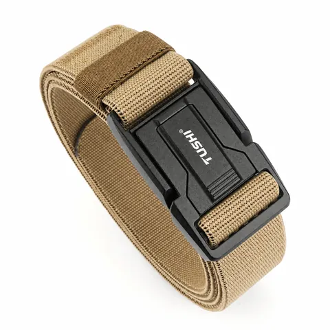 Cinturón Táctico para Hombre Con Hebilla Magnética de Aleación de Aluminio de Liberación Rápida Cinturón de Nailon Elástico para Deporte