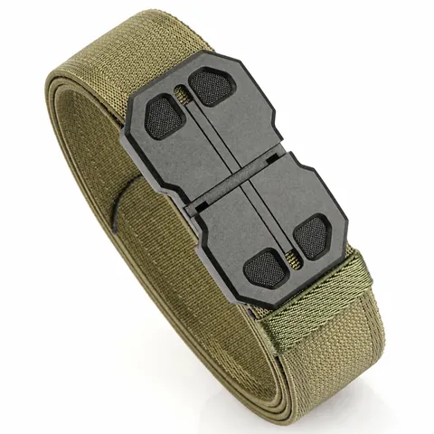 Cinturón Táctico para Hombre con Hebilla Magnética Cinta de Nailon Elástico Deportes al Aire Libre Casual Moda Ajustable Cinturón para Hombre