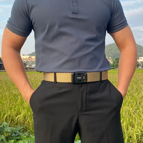 Men's Tactical Nylon Belt With Stainless Steel Sheet Magnetic Automatic Buckle Heavy Duty Quick Release Webbing Belt For Outdoor Training